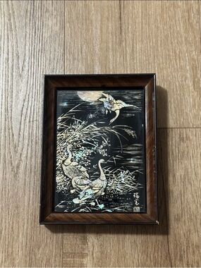 Vintage Handcrafted Mother-of-Pearl Inlay Waterfowl Wall Art